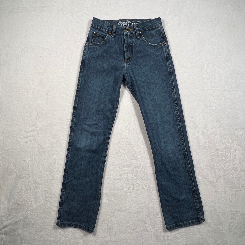 Wrangler Retro Boys Relaxed Straight Jeans Dark Wash Slim Fit Size 14 Slim